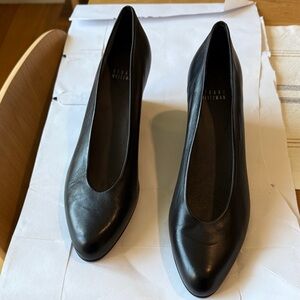 Stuart Weitzman Black Leather 2.5” Wedge Heels